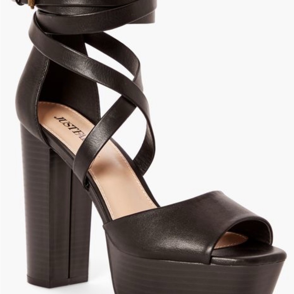 JustFab Roselinda Women's Black Strappy Platform Heels Size 9